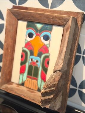 Vintage Sassuolo Italy Framed Ceramic Tile Wall Art. 9x11 Marked | RARE